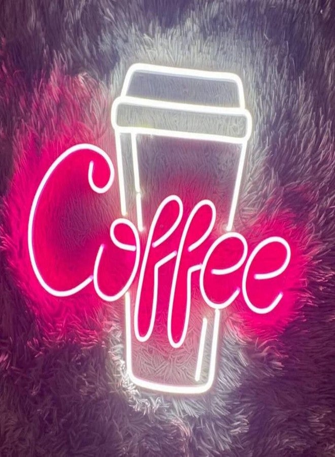 VYNES COFFEE LED Neon Signs Light LED Art Decorative Sign - For Wall Decor, Home Restaurants, Wedding Birthday Party Decor, Bar Decor, Mini Bar, Cafe (Pink & White) - Image 1